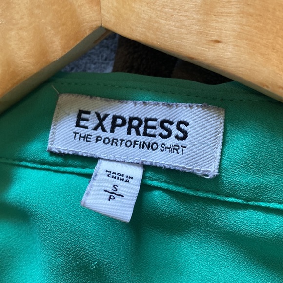 Like New - Express: The Portofino Shirt Teal Green Blouse - Size S - Picture 5 of 6